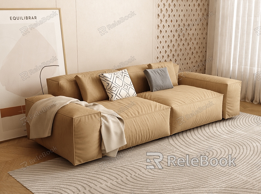 modern double sofa multiplayer sofa double sofa model