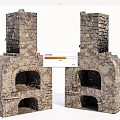 Stone Built Double Cabinets With Open Shelves And Textured Structure 3d model