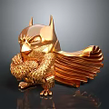 Golden Stylized Batman Figurine Featuring Bat Ears Muscular Torso And Flowing Cape