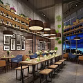 Cozy Restaurant Exterior Design With Living Plant Wall Large Windows And Brick Walls