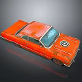 Orange Vintage Rusty Old Car with Classic Design and Weathered Exterior