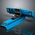Blue Car Dashboard Component With Buttons Knobs Display Screen And Panel 3d model