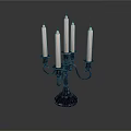 Vintage Black Metal Candelabra Featuring Multiple White Candles And Ornate Arms