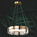 Modern Elegant Chandelier With Gold Frame And Crystal Glass Circular Design