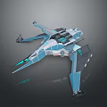 Futuristic Spaceship 3D Model With Blue Glowing Accents And Aerodynamic Design