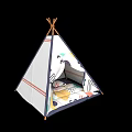 Patterned And Dark Green Teepee Tents With Window Designs Mats Inside For Kids Play