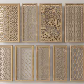 Multiple Decorative Room Dividers With Intricate Carved Patterns For Home 3d model