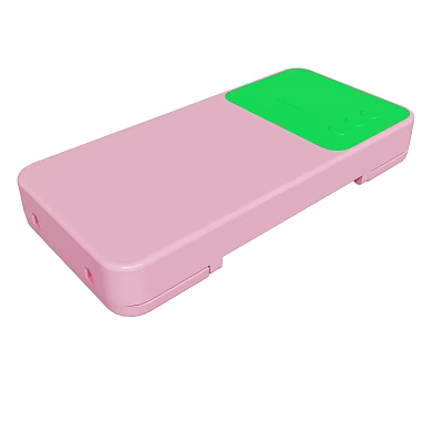 Pink Rectangular Plastic Container With Green Top And Smooth Surface Design 3d model