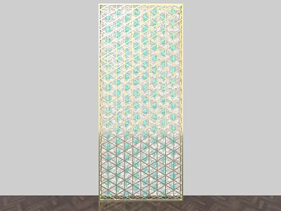Modern Gold Frame Room Divider With Geometric Diamond Hollow Design For Interior Decor 3d model
