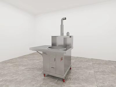 Stainless Steel Kitchen Appliance with Mobile Workstation Sink and Range Hood Countertop 3d model