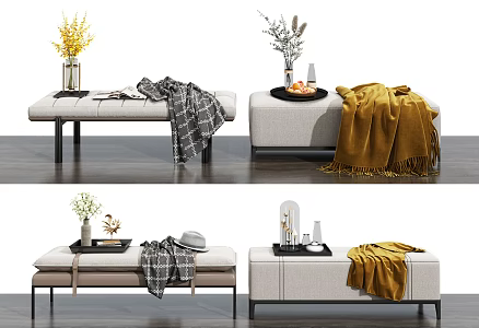 Modern bed end stool pedal sofa stool low stool combination 3d model
