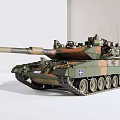 Detailed Military Tank Model With Camouflage Paint Long Gun Barrel And Metal Tracks