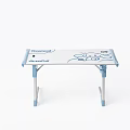 Modern Foldable Entertainment Table With White Blue Cartoon Design And Cup Holder