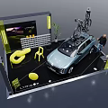 Stylish Modern Exhibition Tables and Chairs With Bright Yellow Design for Trade Show Display Areas