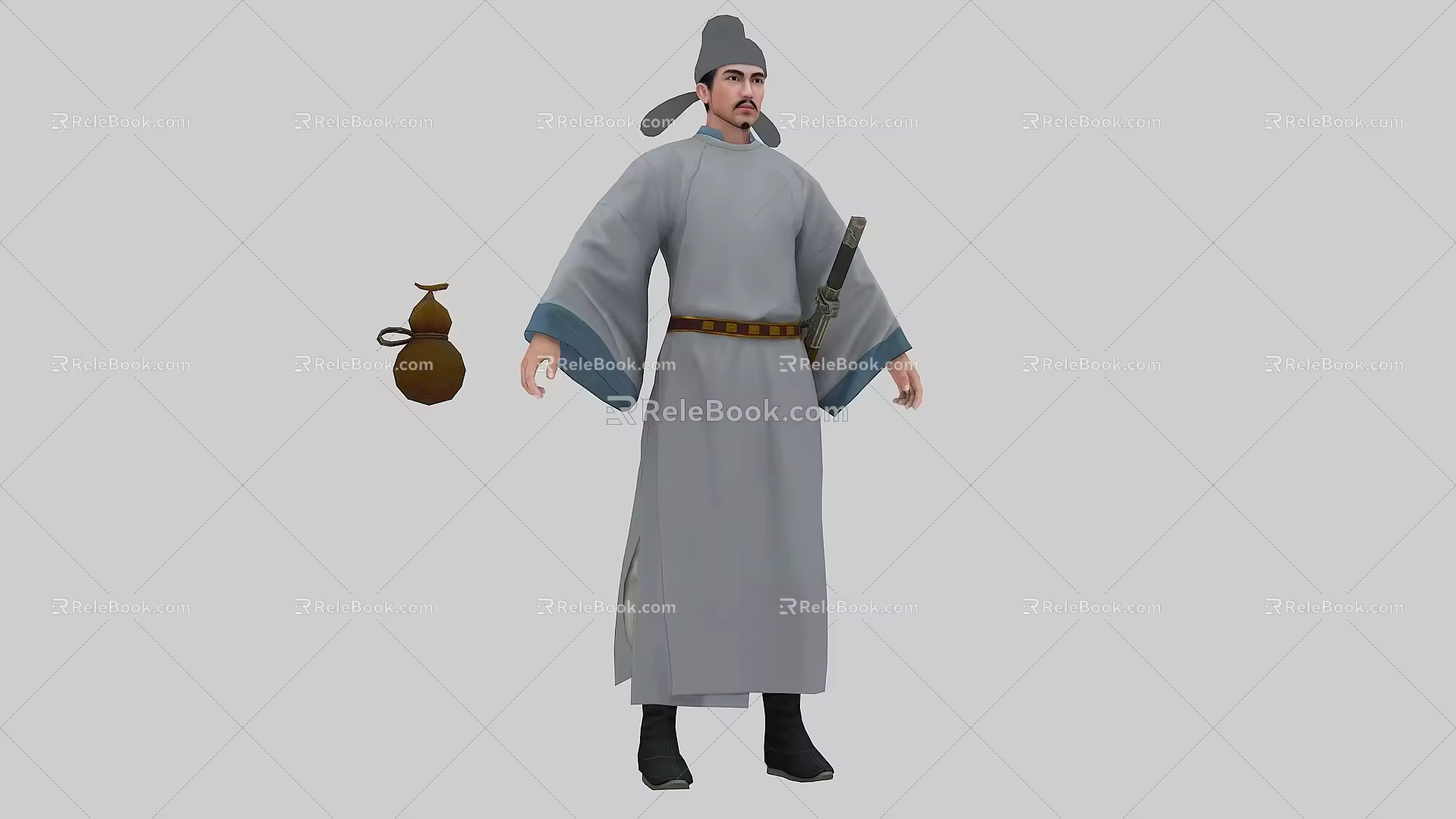 The next generation of ancient men Li Bai Gao Shi Wang Wei Du Fu scholar official gourd hip flask saber ancient costume poet scholar literati 3d model