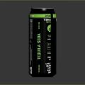 Sleek Black Beverage Can With Green Logo Text And 15 Percent Content Details