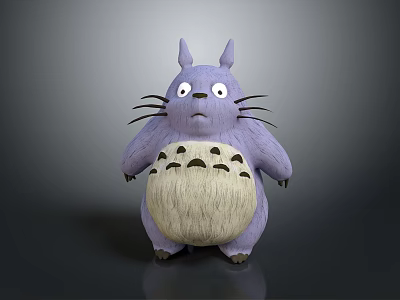 Purple Cartoon Reptile Character With Big Belly Whiskers And Pointed Ears 3d model