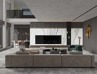 Modern guest restaurant high gray living room 3d model