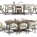Modern Dining Table Set With Wooden Tabletop White Chairs And Decorative Centerpiece