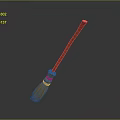 Household Broom With Wooden Handle Yellow Bristles And Golden Decoration