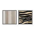Abstract Paintings With Vertical And Wavy Stripes Framed On Light Wall 3d model