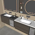 Modern Bathroom Vanity Cabinet With Double Sink Gray Drawers And Mirror