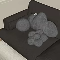 Soft Decorative Pillows In Cloud Flower And Round Shapes On Brown Sofa 3d model