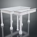 White Carved Columns Stand Structure with Main Tabletop and Side Extension