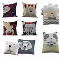Cute Animal Design Decorative Throw Pillows With Various Patterns And Colors 3d model