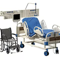 Modern Medical Equipment Including Adjustable Bed Wheelchair Control Panel and Monitor