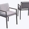 Modern Outdoor Chair With Gray Cushion And Woven Backrest Metal Frame