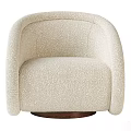 Modern Beige Accent Chair With Plush Textured Fabric And Curved Armrests Wooden Base