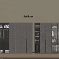 Poliform Modern Combined Wardrobe With Gray Panels Glass Doors And Clothing Storage Areas