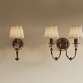 Wall Lamps With White Pleated Shades And Metal Base On Beige Wall