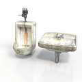 Old Rusty Urinal and Sink Bathroom Fixtures with Worn Surfaces