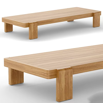 Natural Wooden Coffee Table With Modern Simple Design And Solid Wood Legs 3d model
