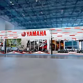YAMAHA Exhibition Booth With Modern Red White Design And Motorcycles