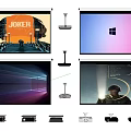 Projection Monitoring with Multiple Projection Screens and Projector Devices Displaying Various Content