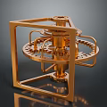 Golden Industrial Equipment with Mechanical Gears and Frame Structure Design