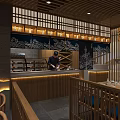 Japanese Restaurant Traditional Interior With Wooden Decor Lantern Lighting And Dining Tables Setup
