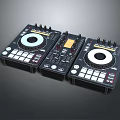 Professional Black DJ Mixer Controllers With Digital Displays Control Knobs And Buttons
