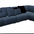 Light Blue L Shaped Sectional Sofa With Comfortable Cushions And Modern Design 3d model
