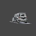 Snow Covered Black Jeep SUV Parked Outdoor In Winter Snowy Environment