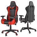 Gray And Red Black Gaming Chairs With Quilted Design And Adjustable Arms