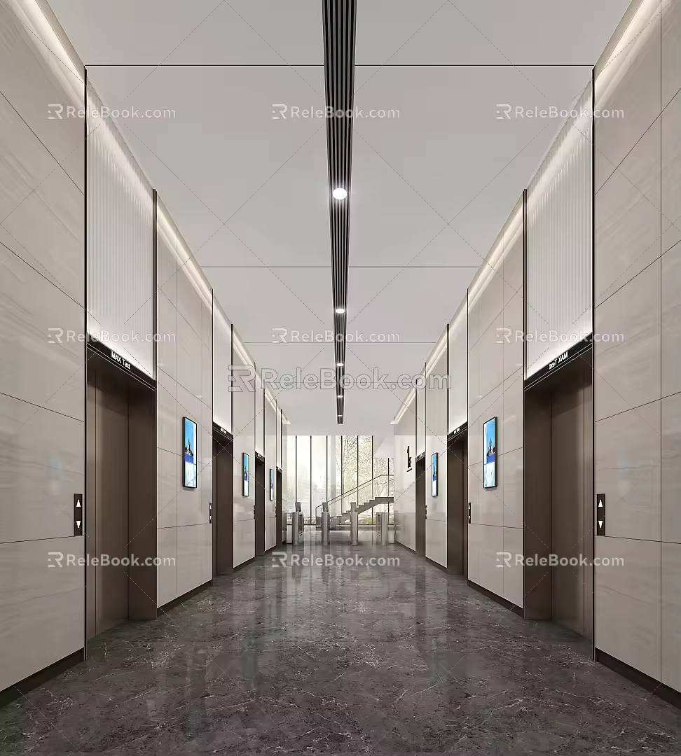 modern elevator hall 3d model