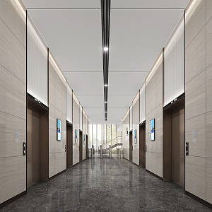 modern elevator hall 3d model