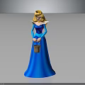 Blonde Haired Princess In Blue Long Dress Holding Woven Basket Standing Figurine