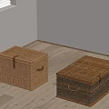 Trunk Rattan Storage Basket 3d model