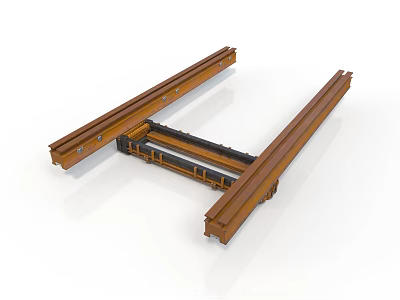 Detailed Train Railroad Track System Featuring Crossing Structure And Metal Rails 3d model