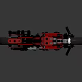 Red Motorcycle Model Constructed with Blocks Black Red Frame Tires Handlebars Dark Background Reflective Surface